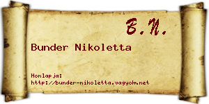 Bunder Nikoletta névjegykártya